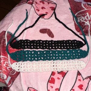 Handmade Crochet Mesh Headbands in Black, Teal, and White